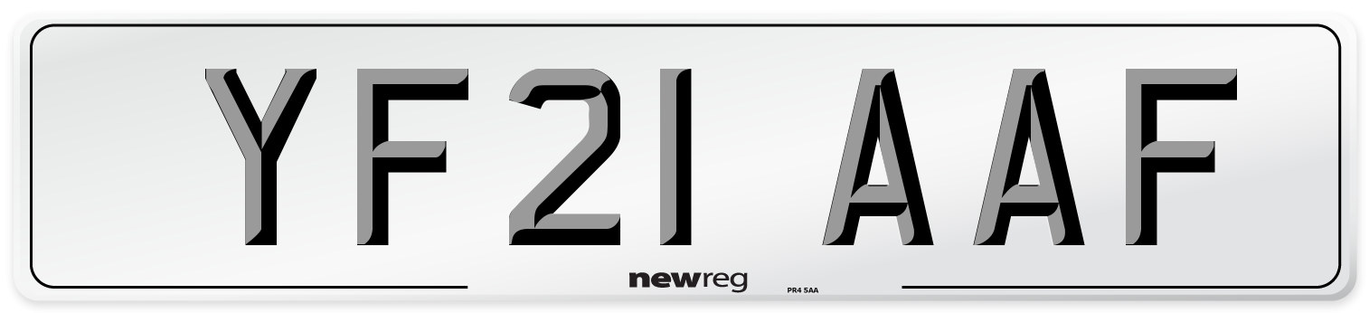 YF21 AAF Number Plate from New Reg